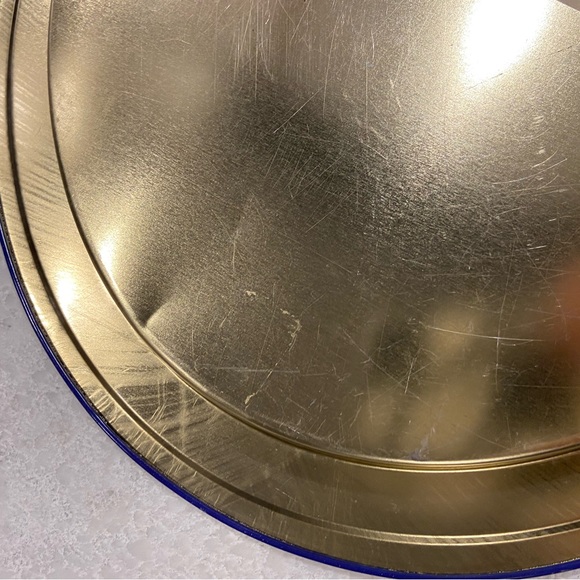 Christmas tray angels tin blue white reflective gold oval adorable - Picture 6 of 9